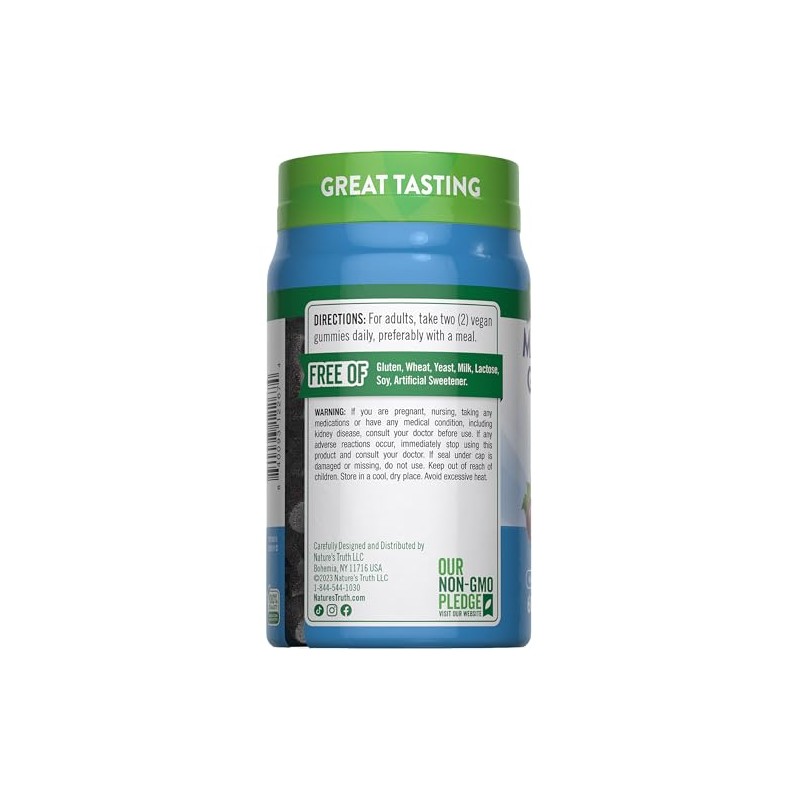Natures Truth Glicinato de Magnesio 200 mg 60 Gomitas Sabor