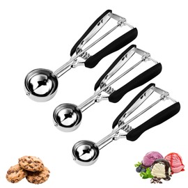 Cookie Scoop Set, Cookie Scoops for Baking Set of 3, Stainless Steel Ice Cream Scoop, 1 Tbsp/2 Tbsp/3 Tbsp Cookie Dough Scoop, Cookie Scooper for Cookie Cupcake Muffin Truffles Ice Cream