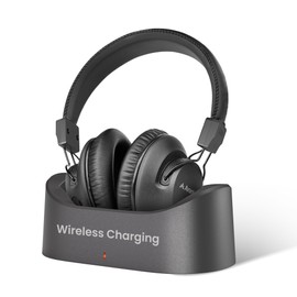Avantree Audition 3 - Bluetooth Over-Ear Headphones with Wireless Charging Dock, 50H Battery, aptX-Adaptive, Clear Voice, Compatible with Bluetooth TVs