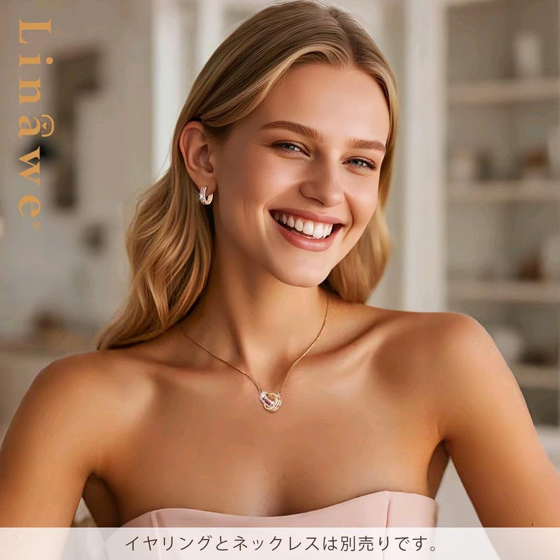 [Linawe] Imitation Diamond Pendant Necklace for Women, Simple, Stainless Steel