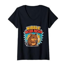 Womens Nibble Nom Nom Comic Degu Snack V-Neck T-Shirt