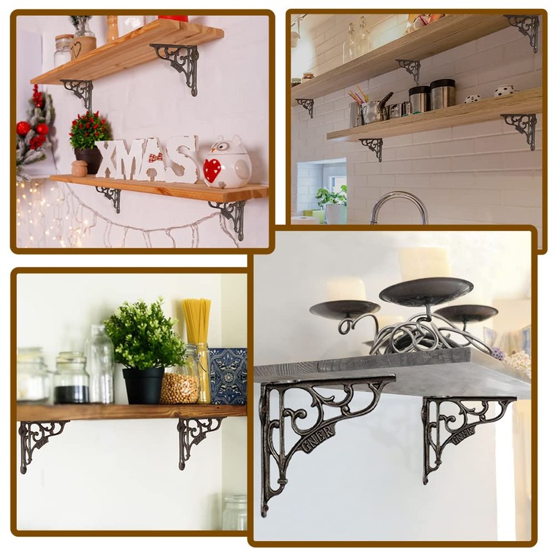 Edenic 2pcs Scaffold Board Shelf Brackets - 6x6 Inch Black