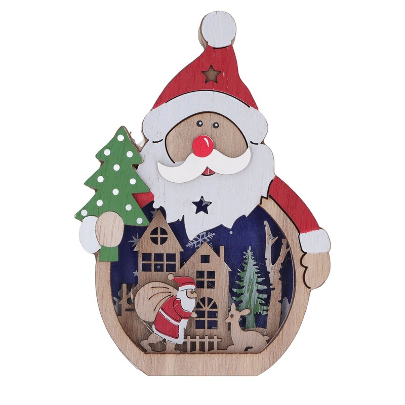 Luminous Christmas Ornament LED Light Emitting Wooden Christmas Decorations Ornaments