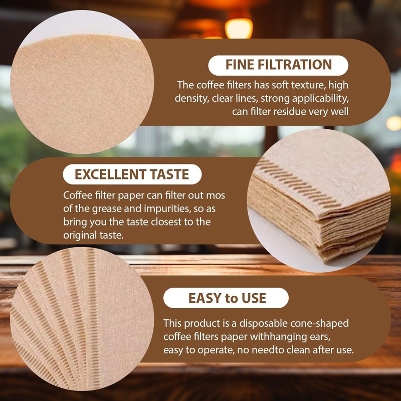 ASIRYVA 100 PCS Coffee Filter Papers Unbleached, Disposable Filter Papers,