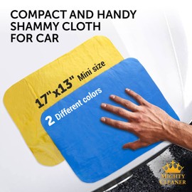 Premium Chamois Cloth for Car - 2pk Mini (17”x13”) + 1 Towel Free - Super Absorbent Shammy Towel for Car - Scratch-Free & Reusable