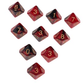 Yourandoll 10 Pieces Polyhedral Dice D10 Dice Dice Game Dice 10-Sided Dice for DND RPG Board Game Card Game (Red Black)