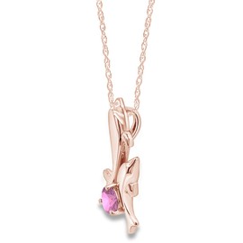 AFFY Round Cut Simulated Tourmaline Playing Dolphins Pendant Necklace in 14k Rose Gold Over Sterling Silver