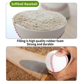Ulawellor 2pcs Unmarked Baseball PU Soft Baseballs, Youth Training Sports Soft Rubber Baseball Soft Rubber Core Baseballs for Adults, Outdoor Equipment