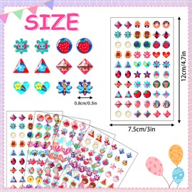 AUGSUN Sticker Earrings, 240 Pieces Stick on Earring for Girls Self-Adhesive Sticky Earrings 3D Glitter Craft Crystal Stickers
