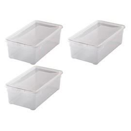 3 x Storage Boxes "Clear Box" with 5 Litres, 33.0 x 19.0 x 11.0 cm - Transparent - Stackable - Plastic/Plastic