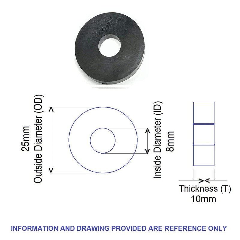 TERF® Black Nylon Spacer Washer M8 (8mm) X 25mm X