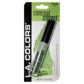 L.A. Colors (1) Tube Conceal Correct Color Correcting Formula Concealer - Green Covers Blemishes and Minimizes Redness - CBCS386