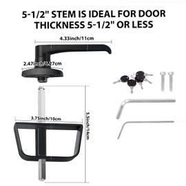 Shed Door Latch L-Handle Lock Kit with 5 Keys, BTEOBFY 5-1/2" Stem Storage Barn Shed Door Hardware Lock Set for Playhouses, Chicken