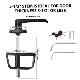 5-Key L-Handle Shed Lock Kit - Durable Anti-Corrosion Metal Hardware with 5-1/2" Stem | for Playhouses, Chicken Coops, Campers & More (Black)