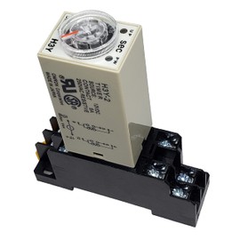 DC12V H3Y-2 Delay Timer Time Relay 0-60S Second & Base Socket DPDT 8-Pin (DC 12V)