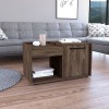 Coffee Table Dext, Single Door Cabinet, One Open Shelf, Dark