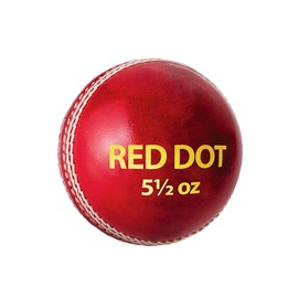 DSC Red Dot Leather Cricket Ball (Red)| Water Proofed Leather Ball | Suitable for Practice Game | Tournament Game | Cork