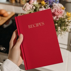 Recipe Book to Write in Your Own Recipes - Recipe Book - Premium Water-Resistant Fabric Hard-Cover Recipe Journal - Blank Recipe Notebook - Keepsake Gift for Mom - Red