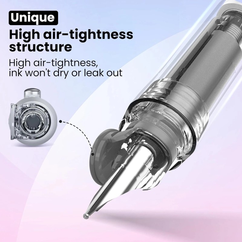 WRITECH Retractable Fountain Pen Set: Fine Nib Black Ink Pens