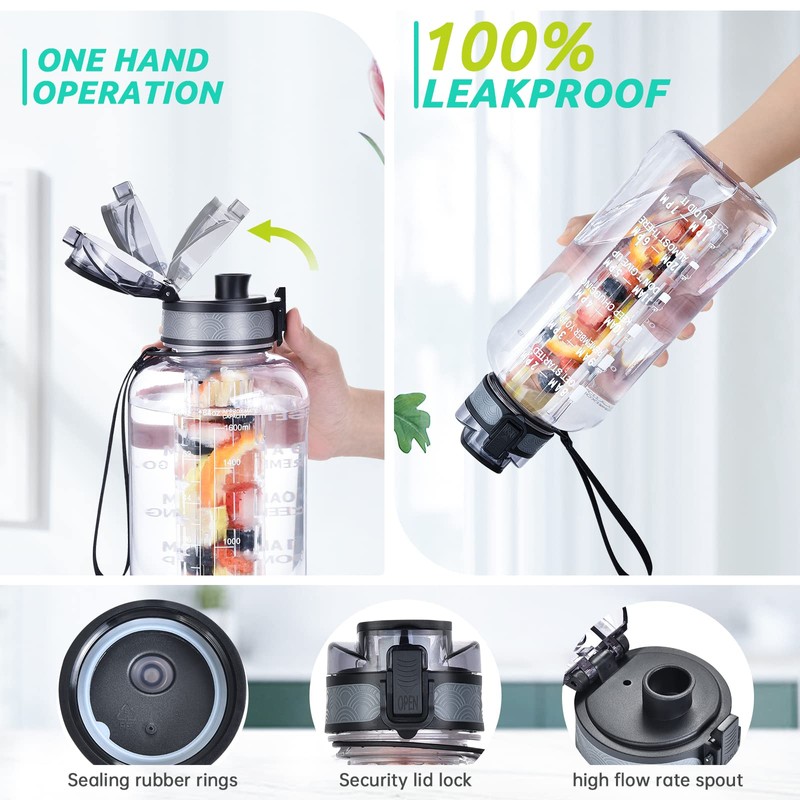 UTEBIT Fruit Infuser Water Bottle - 68 OZ Leakproof Plastic