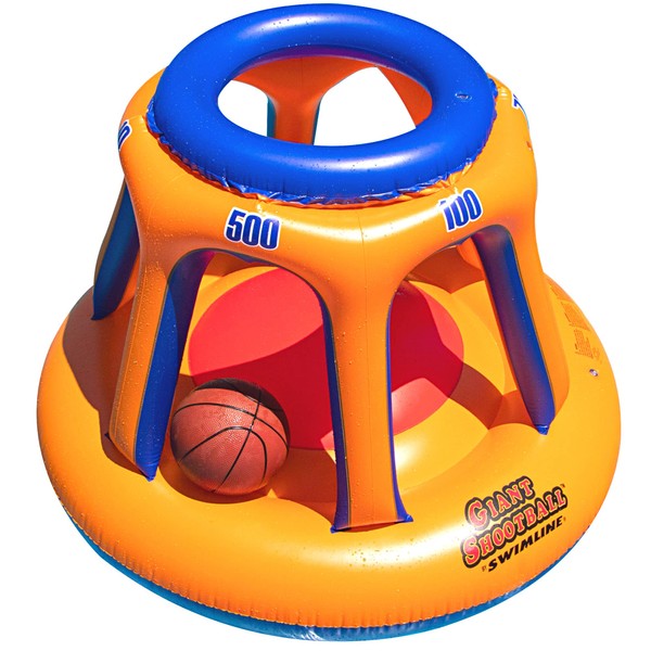SWIMLINE Inflatable Pool Basketball Hoop Floating Or Poolside Game Giant Shootball Multiple Scoring Ports For Kids & Adults Swimming Splash Hoops With Water Basketball Pools Toy Outdoor Summer Hoops