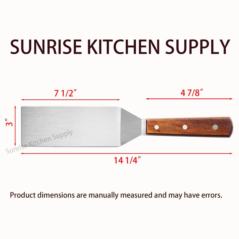 SUNRISE Stainless Steel Turner Spatula 8" x 3" Spatula