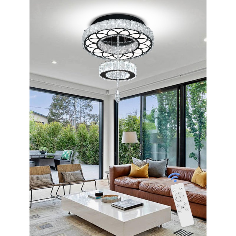 Flashing God Dia 12" Crystal Mini Chandelier Crystal Black Ceiling