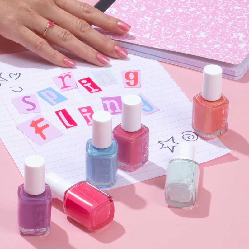 essie salon-quality nail polish, vegan, pink, shimmer, spring fling, 0.46