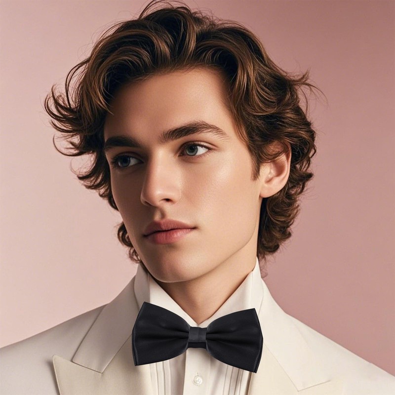 Bow Tie Classic Solid Color Satin Bow Tie Adjustable Neck