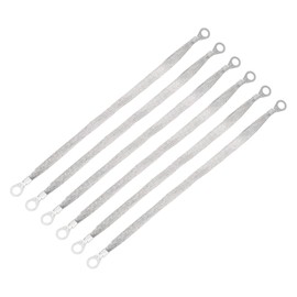 sourcing map 4Pcs Braided Ground Strap 12" x 0.4" Tinned Copper Universal Automotive Flexible Bare Flat Ground Strap Connectors with Terminal Plugs for Most Car Vehicle