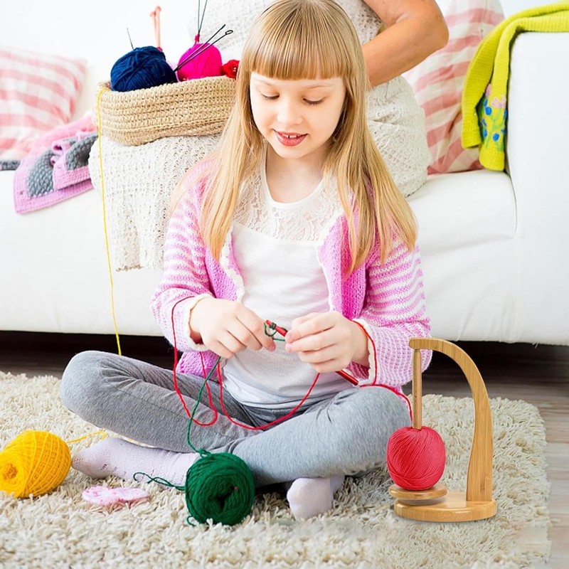 ZMShenMa Wooden Rotatable Spool Holder, High-Performance Magnetic Hand Woven Yarn