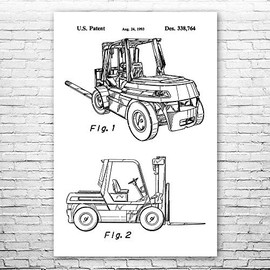 Forklift Poster Print, Forklift Driver Gift, Warehouse Worker, Supervisor Gift, Forklift Blueprint, Shipping Decor Black & White (8 inch x 10 inch)