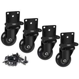 8T8 Side Mount Caster Wheels 2 Inch L Shaped Plate Swivel Casters Heavy Duty Set of 4, Silence Rubber Wheels for Furniture, Kitchen Cabinet, Baby Bed, Table, Loading Capacity 400 Lbs