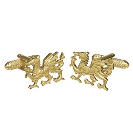 Welsh Dragon Shirt Cufflinks - Available in Silver Colour or Gold Colour in GS Cufflink Box (Gold Colour)