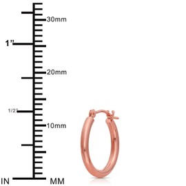 14k Rose Gold Classic Hoop Earrings, Real Gold Round Polished Hoops, Rose Gold, No Gemstone