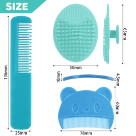 Aolso Baby Hair Comb, 3PCS Baby Hair Brush and Comb Set, Baby Hair Brush Toddler Comb for Newborns & Toddlers, Perfect Baby Registry Gift (Blue)