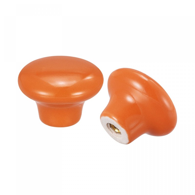 sourcing map 38x28mm Ceramic Drawer Knobs, 5pcs Mushroom Shape Door