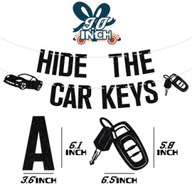 Hide the Car Keys Banner, 16th Birthday Decorations, 16th Funny Birthday Party Decorations for Boys Girls 16 Years Old, Sweet 16, Happy 16th Birthday Party Decorations Supplies