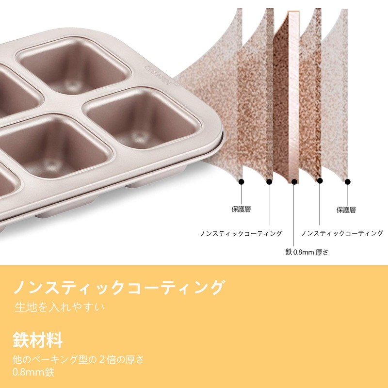 CHEFMADE Brownie Pan Muffin Pan Square Pan Mold 6 /