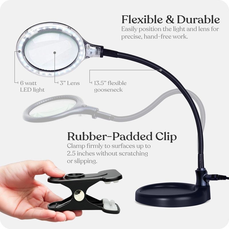Brightech LightView Pro Flex 2 in 1 Magnifying Desk Lamp,