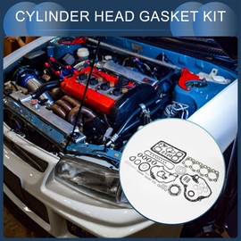 INFINAUTO Cylinder Head Gasket Kit Engine Valve Gasket Set No.ME997273 for Mitsubishi 4D32 Rubber, Metal Black
