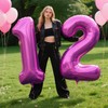 40 Inch Large 12 Balloon Numbers Rose Purple Big Foil