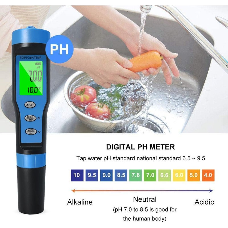 Ueomul pH Meter 4 in 1 with TDS EC Temperature
