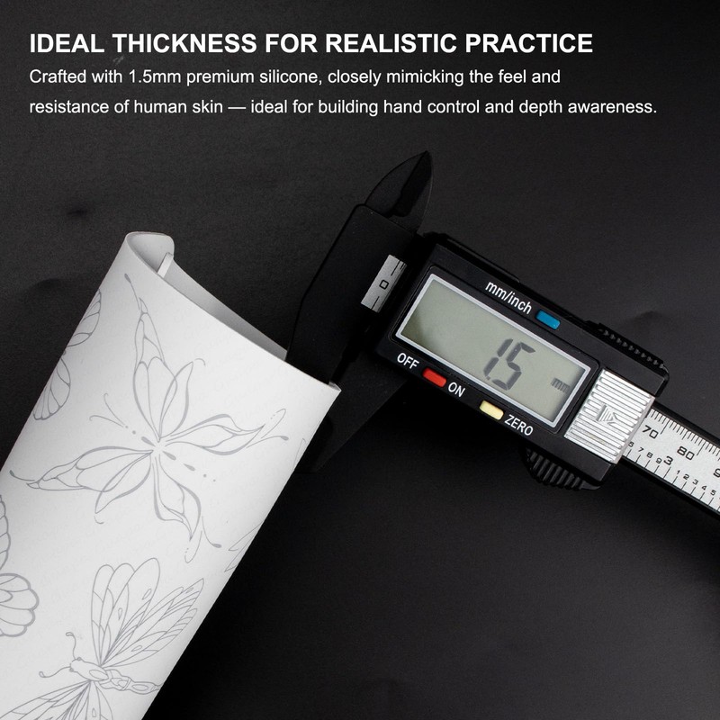 Guapa Tattoo Practice Skin 1.5mm – Double-Sided Reusable Silicone Pad