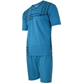 Soltice Men's Two-Piece Pyjamas, Short Pyjamas Set, Striped Sleepwear Made of 100% Cotton (M to 3XL), [M7] Turquoise, M