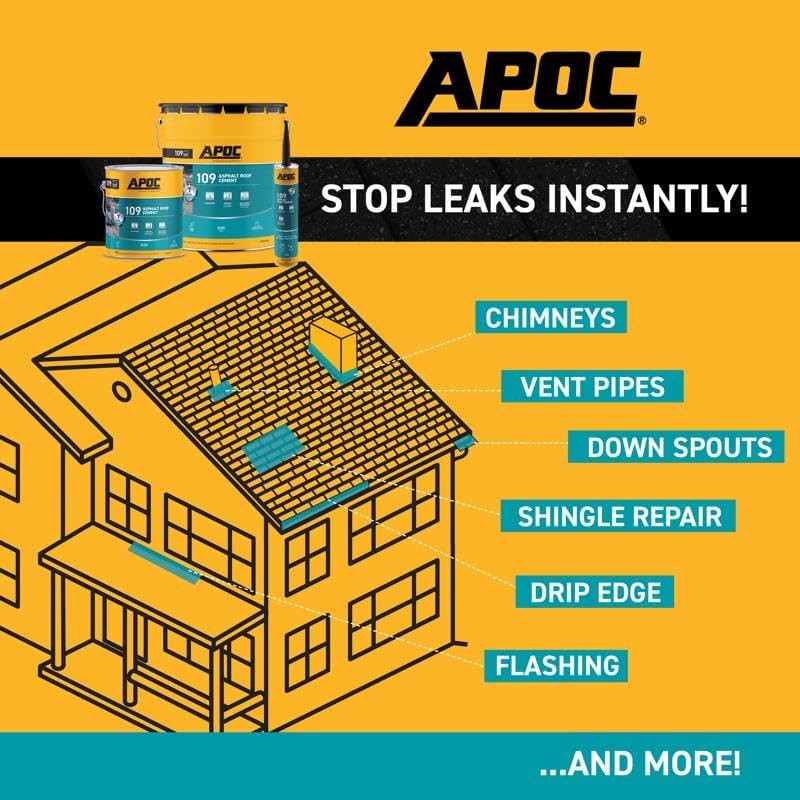 APOC 109 Rain-Proof Wet & Dry Roof Cement, 5 Gallons,