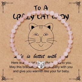 SBI Jewelry Pink Kitty Bracelts Women Braclets for Cat Lady Crystal Bracelet for Women Fur Baby Wristband Crystal Bracelets for Women