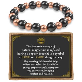 PEALICIOUS Copper Bracelets for Men Magnetic Bracelet 99.9% Pure Copper Bracelet with 3800 Gauss Magnets, Stretchy Bracelets Mens Beaded Bracelets as Copper Gifts for Him Pulseras para Hombres