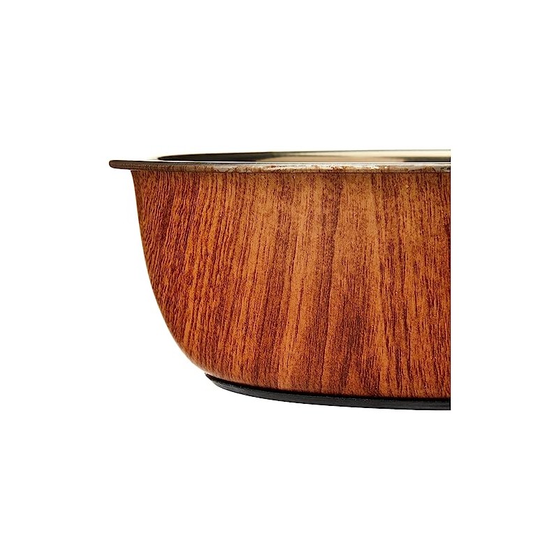 Rosewood Stylish Non Slip Wooden Effect Stainless Steel Dog bowl,