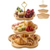 DUJUST Elegant 3-Tier Wooden Cupcake Stand with Flower-Shaped Design, Rustic